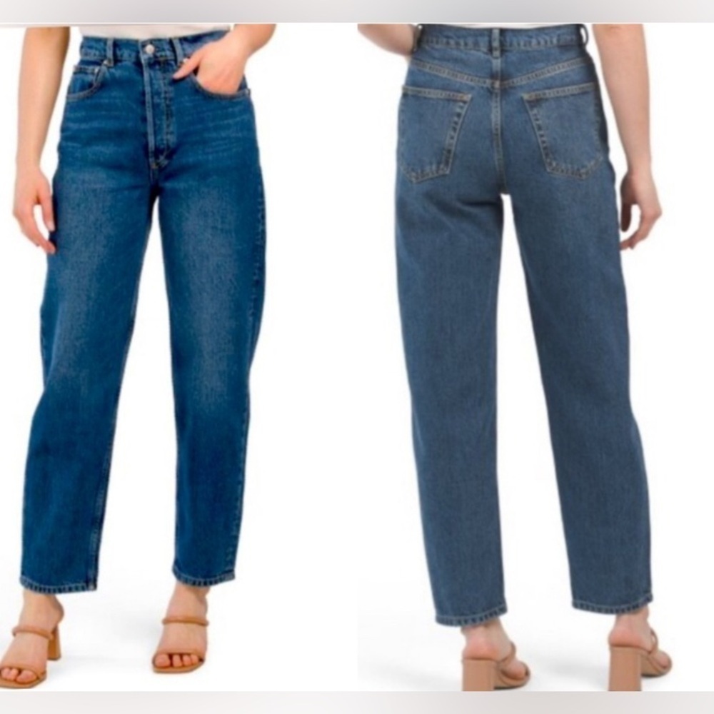 Y2k Nwt Triarchy Mom Highrise Button Relaxed Tapered Trendy Stylish Blue Jean 27